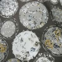 Coton taupe motif pois fleuri liberty 2 