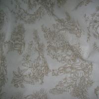 Coton toile de jouy fond blanc casse motifs chamois 2 