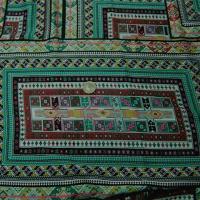 Coton tons verts motif tapis superposes 2 