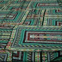 Coton tons verts motif tapis superposes 3 