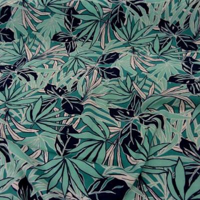 Coton viscose feuillage bleu vert clair bleu paon noir 1 