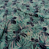 Coton viscose feuillage bleu vert clair bleu paon noir 2