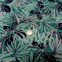 Coton viscose feuillage bleu vert clair bleu paon noir 3