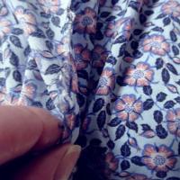 Coton viscose fleuri teintes bleuet et rose indien 1 