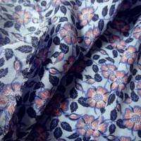Coton viscose fleuri teintes bleuet et rose indien 3 