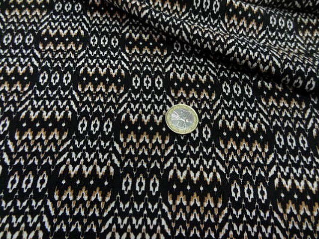Coton viscose fond noir zigzag ethnique 2