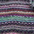 Coton viscose frises ethniques coloris turquoise et fuchsia 1 