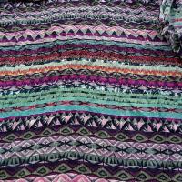 Coton viscose frises ethniques coloris turquoise et fuchsia 1 