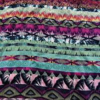 Coton viscose frises ethniques coloris turquoise et fuchsia 2