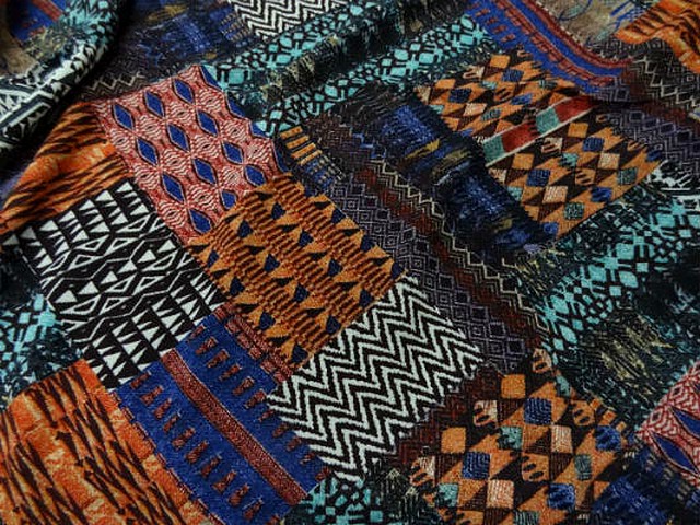Coton viscose imprime patchwork