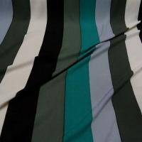 Coton viscose larges rayures kaki turquoise