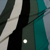 Coton viscose larges rayures kaki turquoise 2