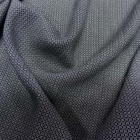 Coton viscose marine carreaux tetris blanc 1 