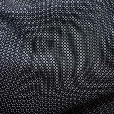 Coton viscose marine carreaux tetris blanc 2 