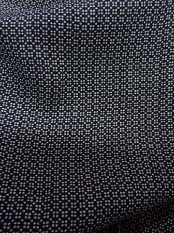 Coton viscose marine carreaux tetris blanc 2 