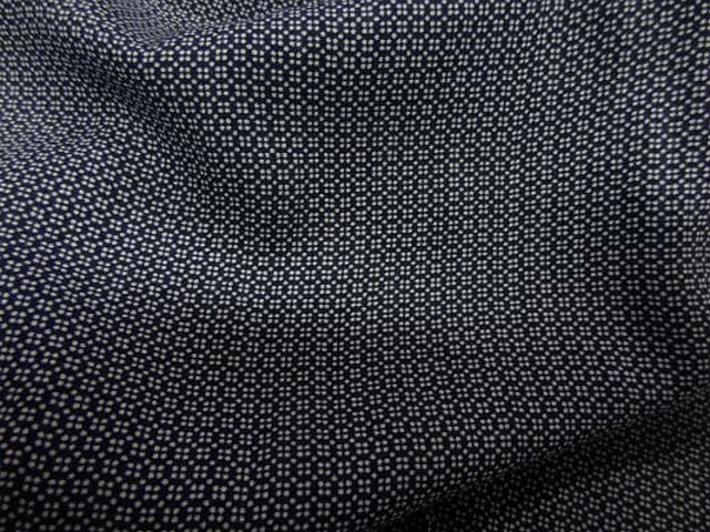 Coton viscose marine carreaux tetris blanc 2