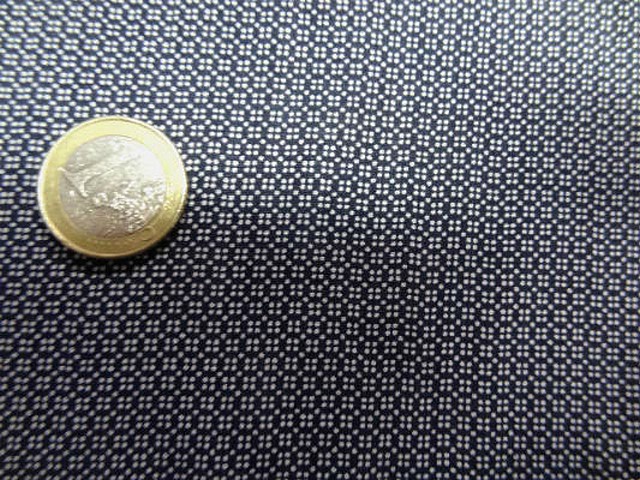 Coton viscose marine carreaux tetris blanc 3