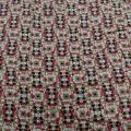 Coton viscose motif art déco ethnique noir moutarde framboise