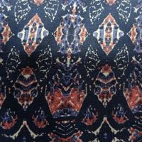 Coton viscose motif ethnique corail marine bleuet 1 
