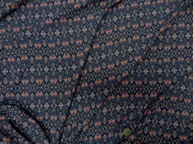 Coton viscose motif ethnique corail marine bleuet 3