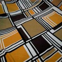 Coton viscose motifs carreaux vintage blanc noir ocre 1