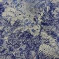 Coton viscose papillons feuillage bleu blanc 1