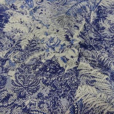 Coton viscose papillons feuillage bleu blanc 1 