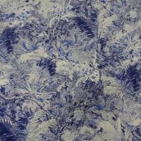 Coton viscose papillons feuillage bleu blanc 2 
