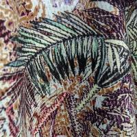 Coton viscose prune et bleu givre plantes et papillons 4