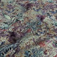 Coton viscose prune et bleu givre plantes et papillons 6