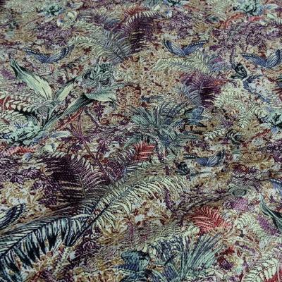 Coton viscose prune et bleu givre plantes et papillons 6 