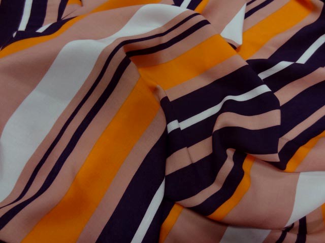 Coton viscose raye marine orange et chair 1