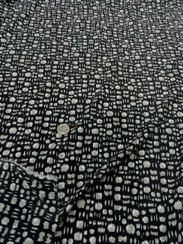 Coton viscose tachete blanc beige 2 