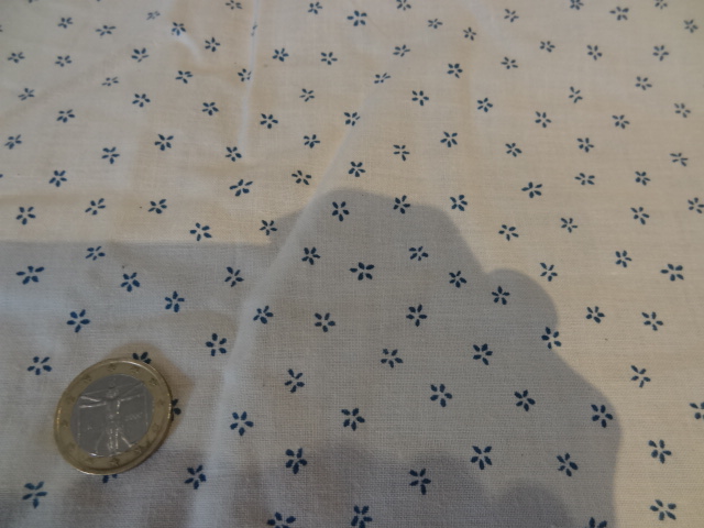 Cotonnade crème petites fleurs bleues 02