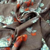 Cotonnade teinte terracotta fleuri 1