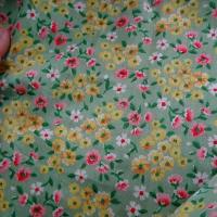 Cotonnade vert d eau petites fleurs 3