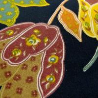 gabardine coton lycra noir imprimé tulipes 7