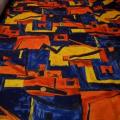 Coupon jersey polyester bleu jaune orange