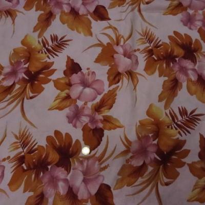 Coupon lin rose clair fleurs caramel 3m 1 