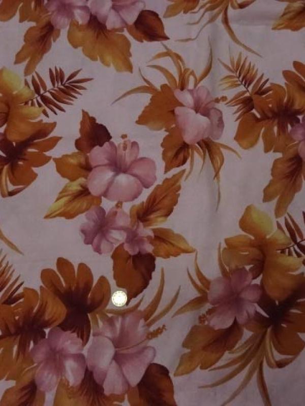 Coupon lin rose clair fleurs caramel 3m 1 