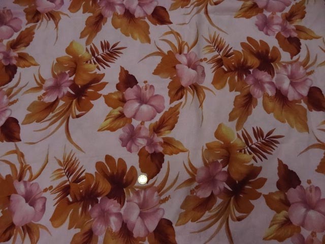 Coupon lin rose clair fleurs caramel 3m 1