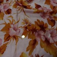 Coupon lin rose clair fleurs caramel 3m 2