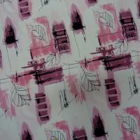 Crepe blanc motifs feuillage toitures rose 2 