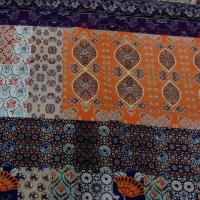 Crepe lycra patchwork liberty indigo et orange 2 