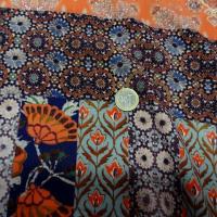 Crepe lycra patchwork liberty indigo et orange 3 