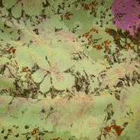 Crepe lycra pistache fleurs glycine 1