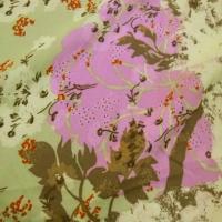 Crepe lycra pistache fleurs glycine 3