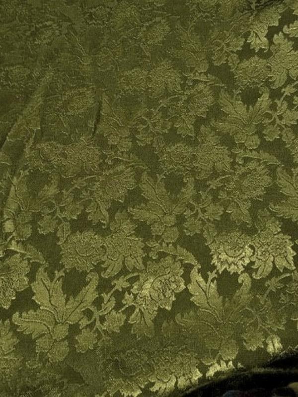 Crepe satin kaki motifs classiques vert tilleul 1 1