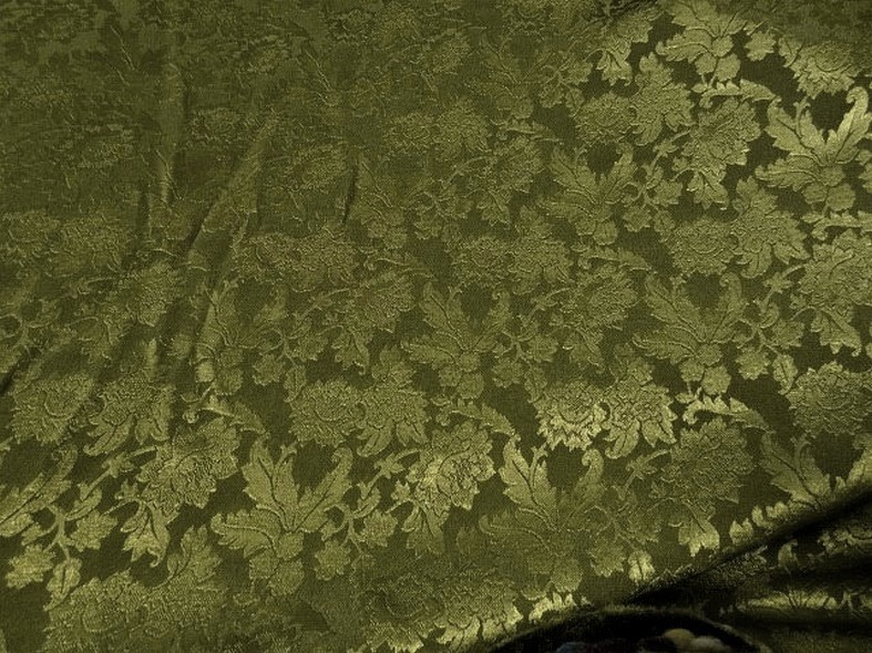 Crepe satin kaki motifs classiques vert tilleul 1 1