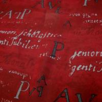 Crepe viscose ecritures fond rouge 1